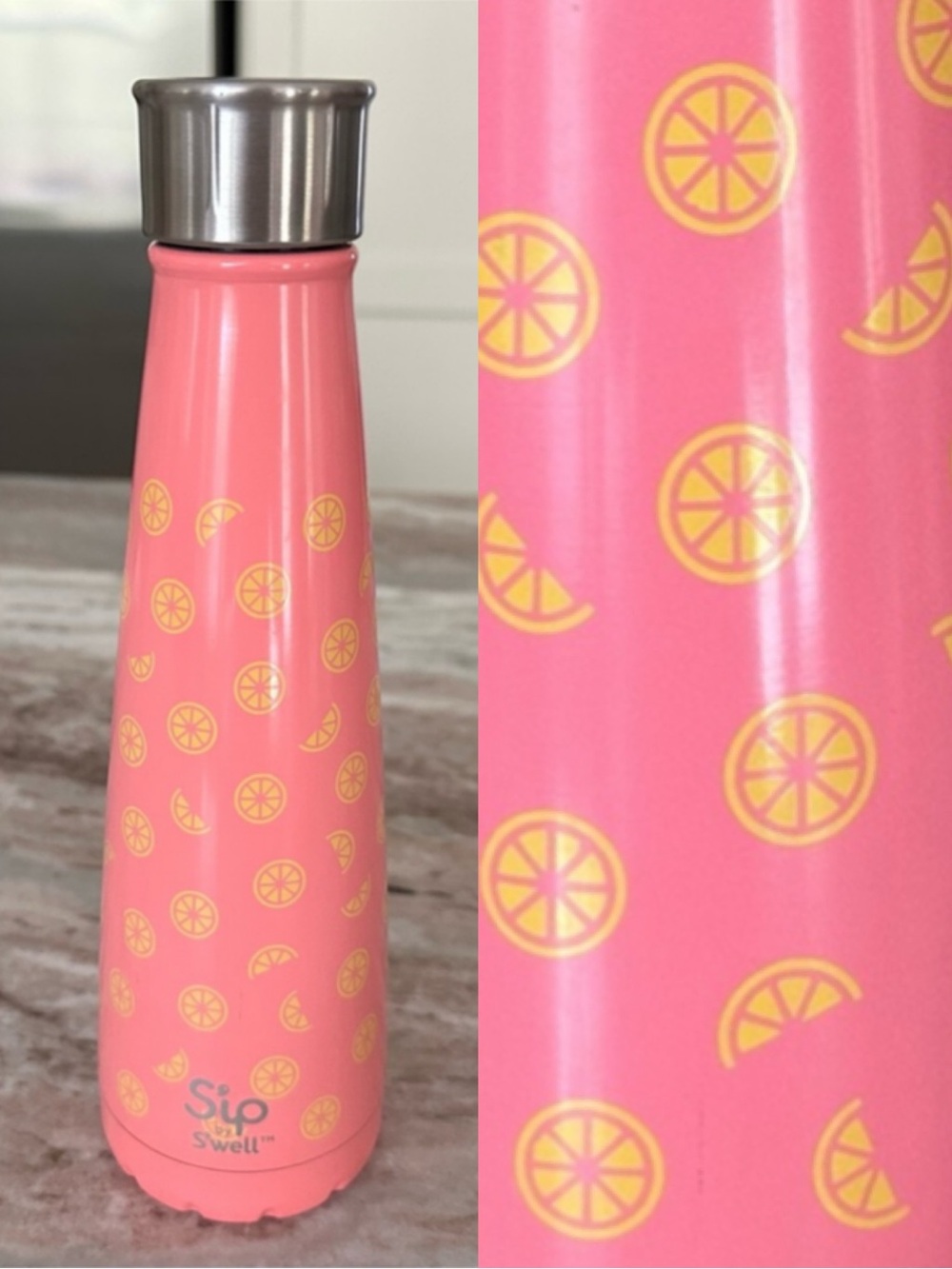 Sip by Swell Pink Lemonade Summer Print Insulated Stainless Steel Water Bottle